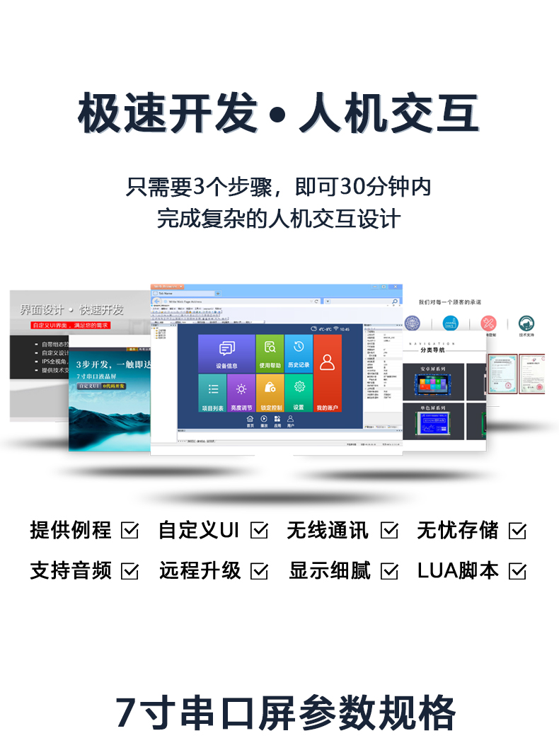 HYW070T 電容觸摸 通信支持RS232/TTL/485 音頻播放