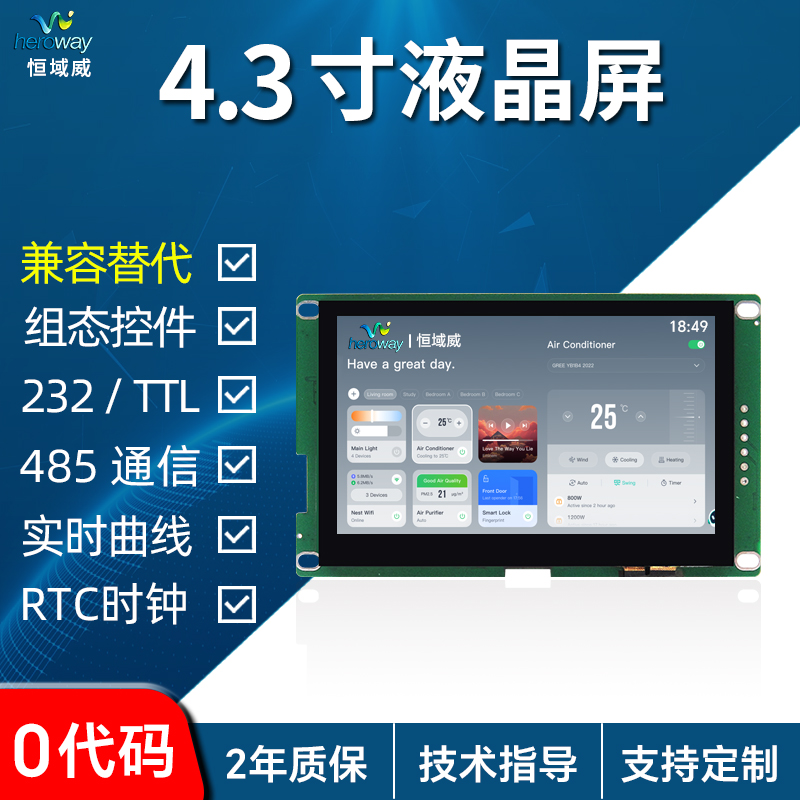 HYW043M 4.3寸電阻觸摸 智能HMI組態(tài)工業(yè)顯示屏 超性價比