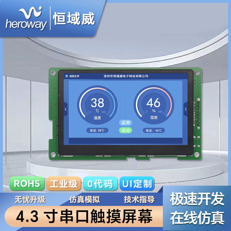 HYW043F 4.3寸無觸摸 RS232/TTL/485 音頻播放定制顯示屏